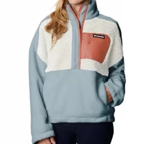 Columbia Women's Blue and Tan Teddy Jacket - Picture 1 of 4